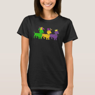 T-shirt Mardi Gras Dachshund Beads Festival Jester Casquet