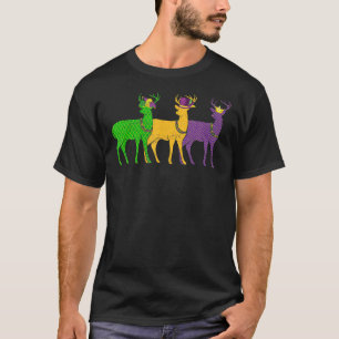T-shirt Mardi Gras Deer Beads Festival Animaux Jester Casq