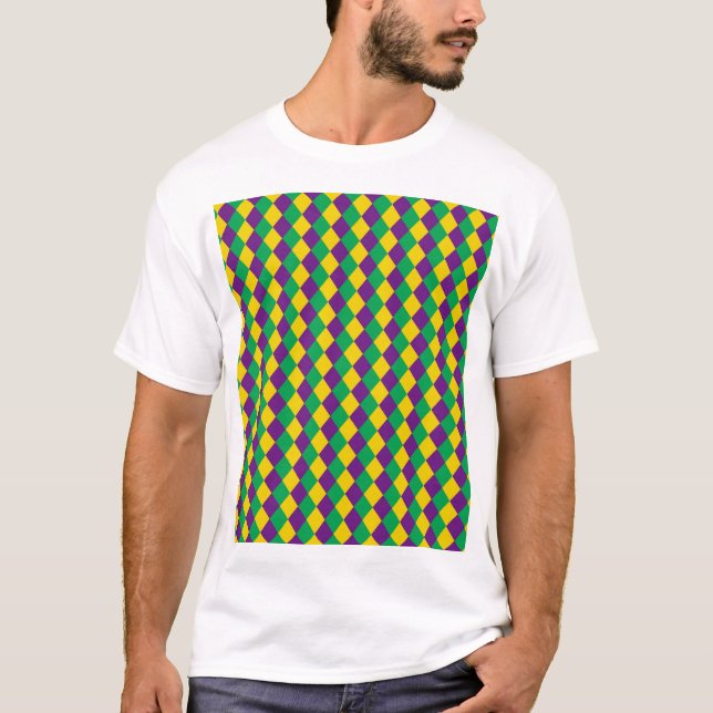 T-shirt Mardi Gras Diamonds : Motif festif dynamique (Devant)