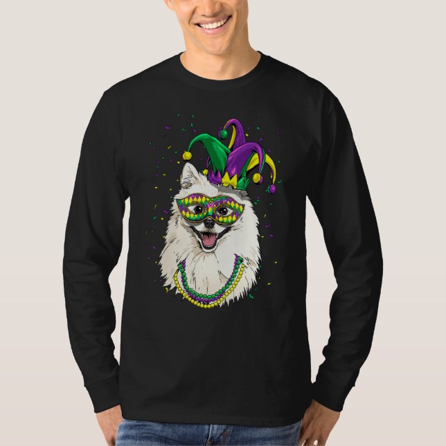 T-shirt Mardi Gras Dog Carnival American Eskimo Jester Pet (Devant)