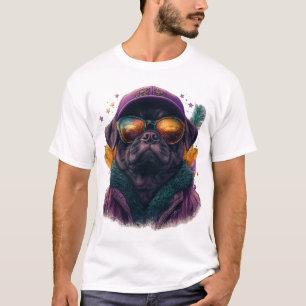 T-shirt Mardi Gras Festif Pug Vibrant