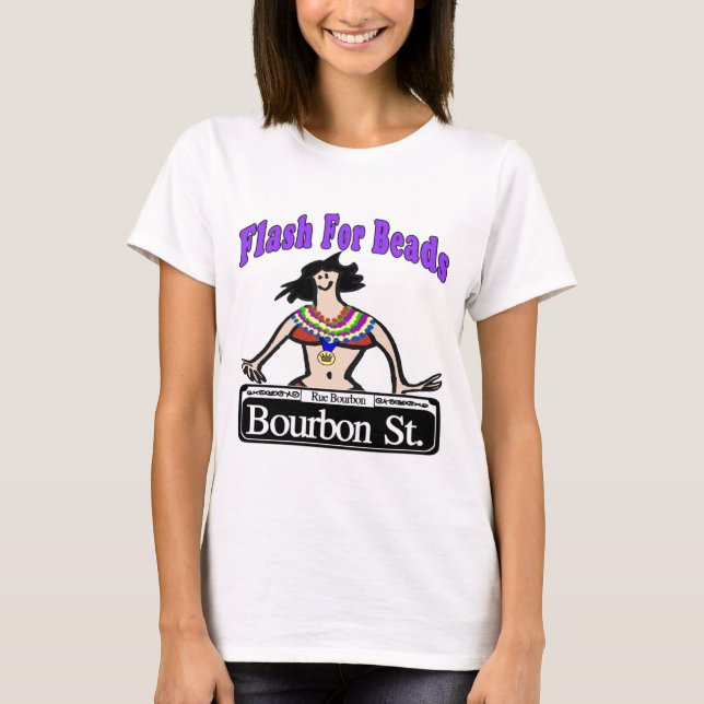 T-shirt Mardi Gras Flash pour perles Bourbon St (Devant)