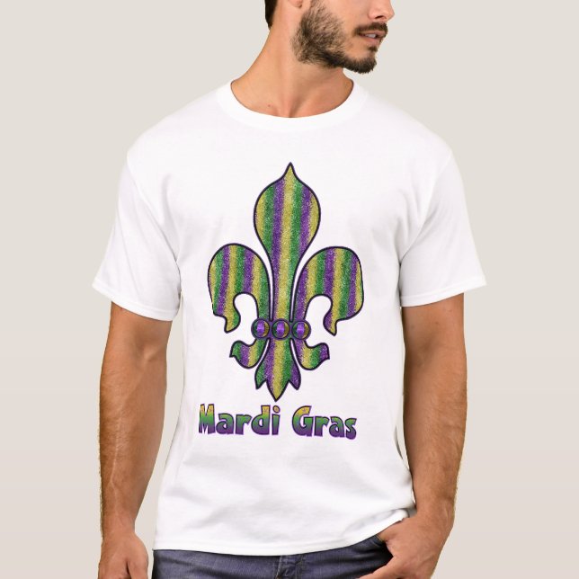 T-shirt Mardi gras Fleur de lis de rayure (Devant)