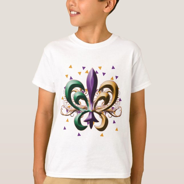 T-shirt Mardi Gras Fleur de Lis Design (Devant)