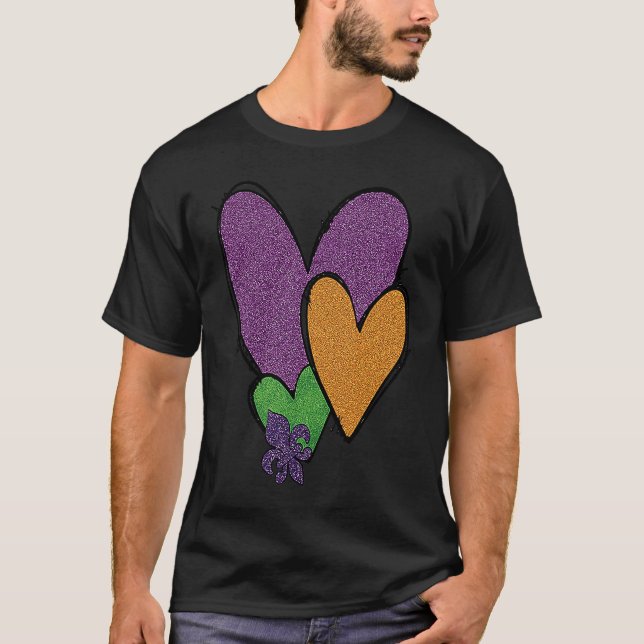 T-shirt Mardi Gras Fleur De Lis Heart Fat Tuesday Mardi Gr (Devant)