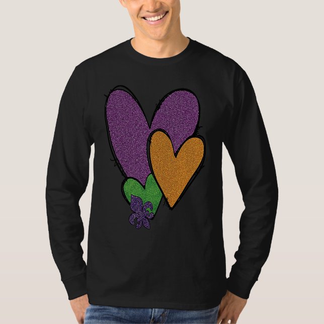 T-shirt Mardi Gras Fleur De Lis Heart Fat Tuesday Mardi Gr (Devant)