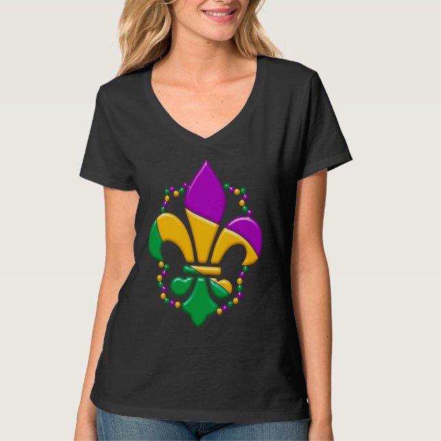 T-shirt Mardi Gras Fleur De Lis Paint Splatter Girl Boy Me (Devant)