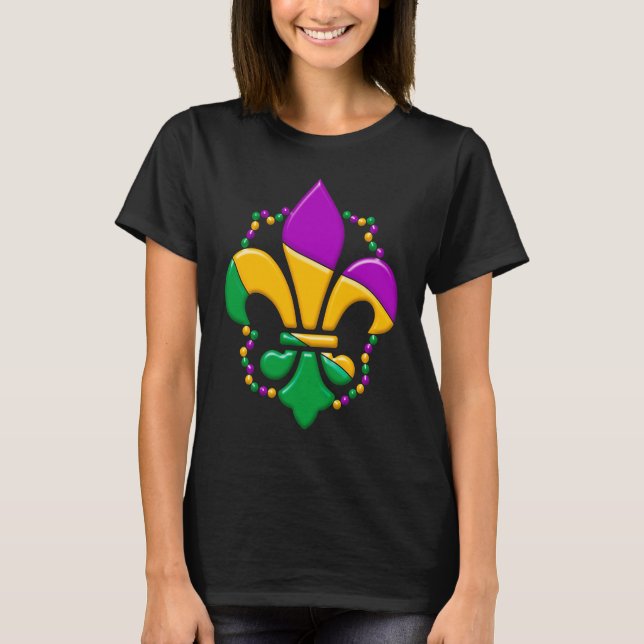 T-shirt Mardi Gras Fleur De Lis Paint Splatter Girl Boy Me (Devant)
