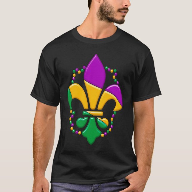 T-shirt Mardi Gras Fleur De Lis Paint Splatter Girl Boy Me (Devant)