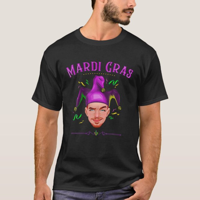 T-shirt Mardi gras Float Jester Hat Bead Costume Modern (Devant)