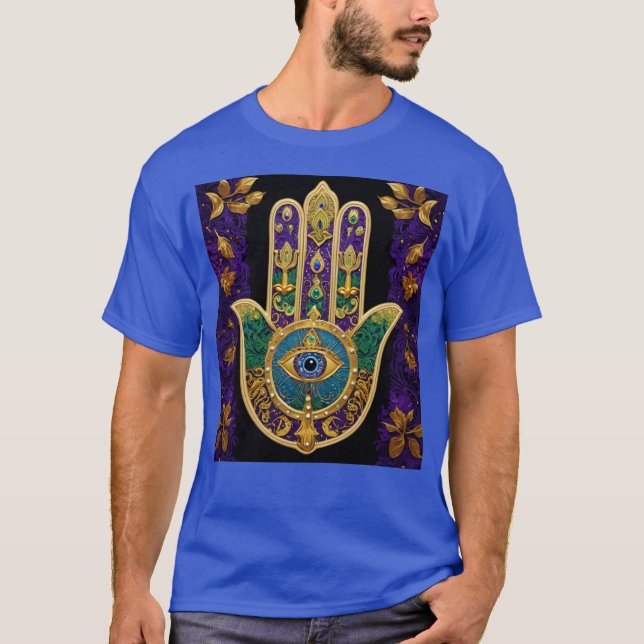 T-shirt Mardi Gras Gold violet vert Hamsas Art (Devant)