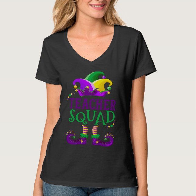 T-shirt Mardi Gras Hat Teacher Squad  School Elf (Devant)