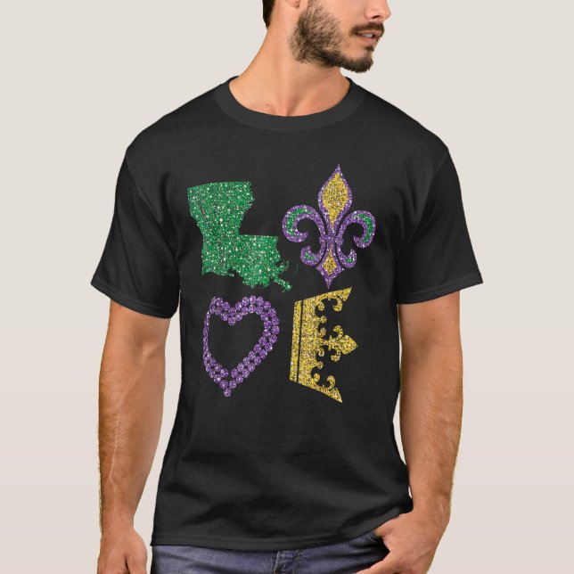 T-shirt Mardi Gras I Love Mardi Gras Distressed (Devant)