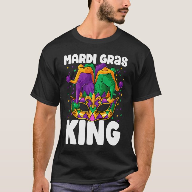 T-shirt Mardi Gras King Costume Jester Outfit Kids Boy Men (Devant)