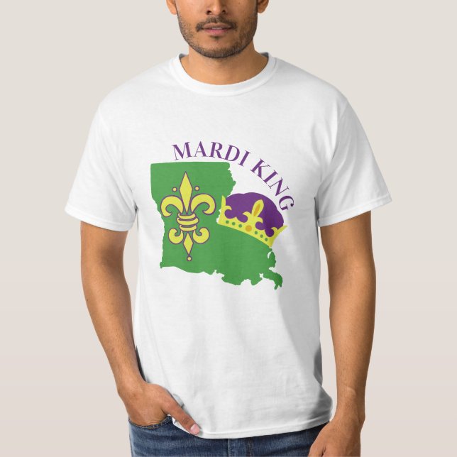 T-shirt Mardi Gras King Louisiane Crown & Fleur De Lis (Devant)
