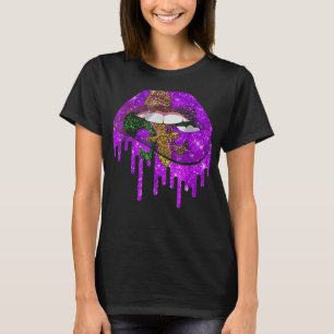 T-shirt Mardi Gras Lèvres Costume Queen Carnival Purple &