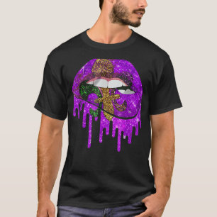 T-shirt Mardi Gras Lèvres Costume Queen Carnival Purple &