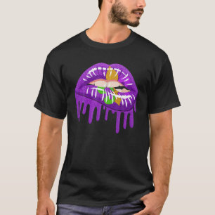 T-shirt Mardi Gras Lèvres Fleur-De-Lis Louisiane Gras Mard