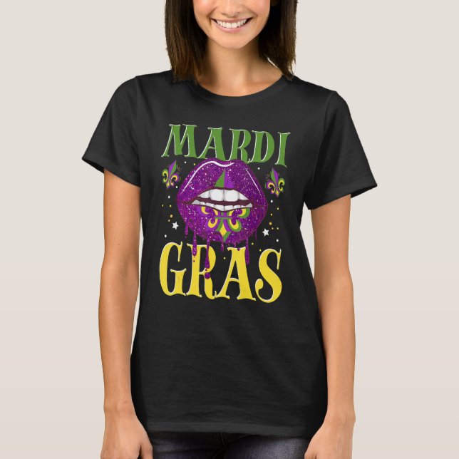 T-shirt Mardi Gras Lip Fleur De Lis Costume De Carnaval (Devant)