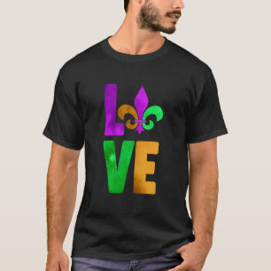 T-shirt Mardi Gras Love Carnival Party Purple Green Orange