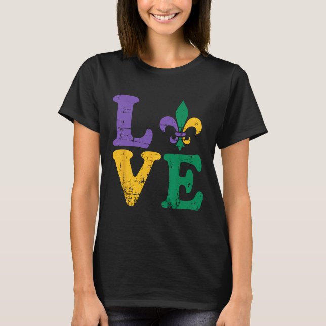 T-shirt Mardi Gras Love Fleur De Lis (Devant)