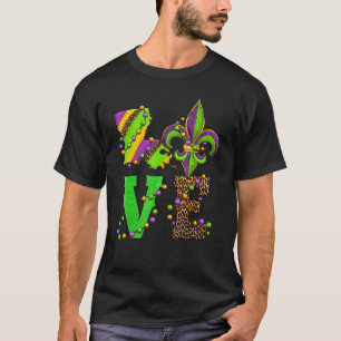 T-shirt Mardi Gras Love Fleur De Lis Costume Léopard