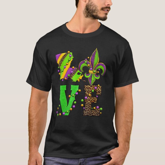 T-shirt Mardi Gras Love Fleur De Lis Costume Léopard (Devant)