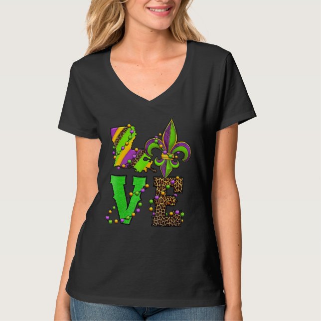 T-shirt Mardi Gras Love Fleur De Lis Leopard Costume (Devant)