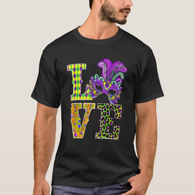 T-shirt Mardi Gras Love Leopard Costume Shirt Carnaval Par (Devant)