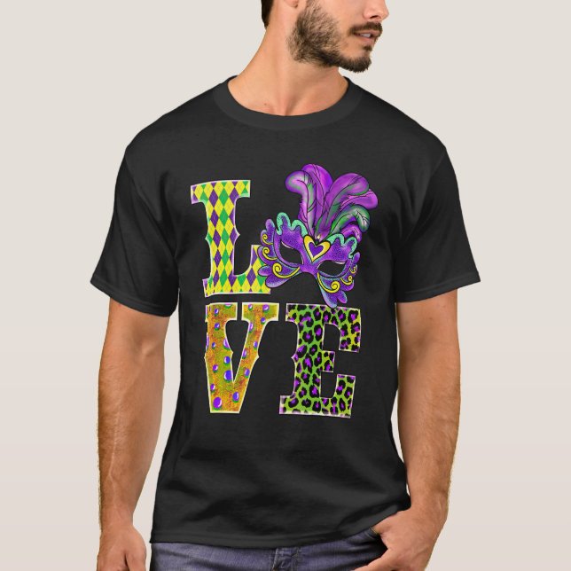 T-shirt Mardi Gras Love Leopard Costume Shirt Carnaval Par (Devant)