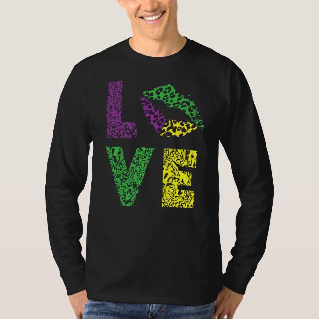 T-shirt Mardi Gras Love Lips Carnival Festival Parade (Devant)