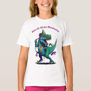 T-shirt Mardi Gras Madness T Rex Dinosaur Perle Mardi Graw