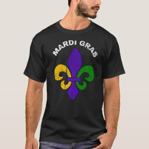 T-shirt Mardi Gras Mardi Fleur De Lis Carnival Distr