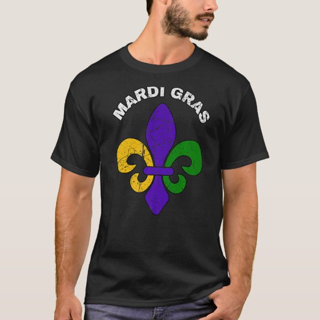 T-shirt Mardi Gras Mardi Fleur De Lis Carnival Distr (Devant)