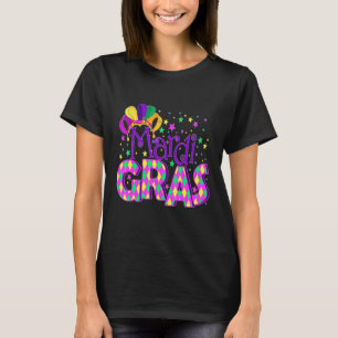T-shirt Mardi Gras-Mardi Gras 2022 Plumes de masque perles