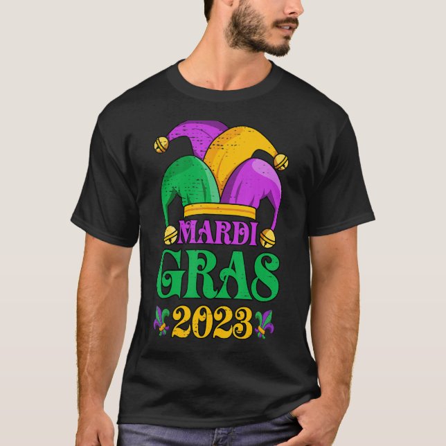 T-shirt Mardi Gras Mardi Gras 2023 Perles Plumes de Masque (Devant)