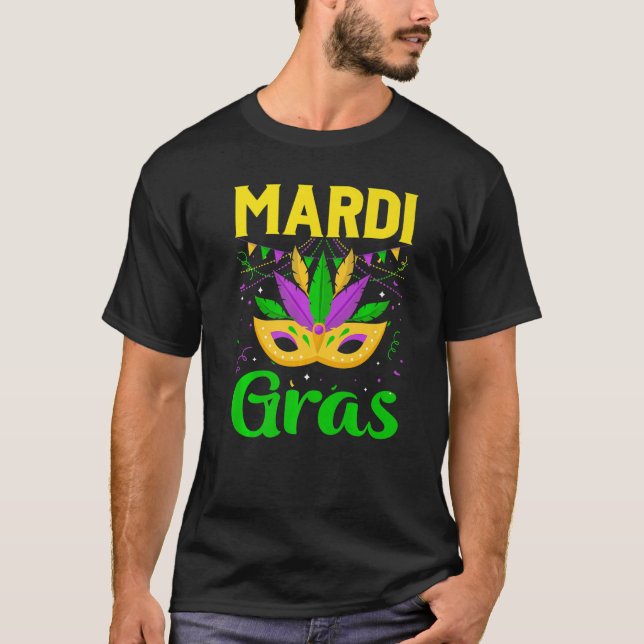 T-shirt Mardi Gras Mask Beads Carnival Costume New Orleans (Devant)