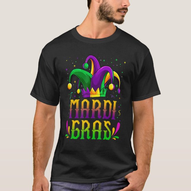 T-shirt Mardi Gras Mask Beads Funny Carnival Party Festiva (Devant)
