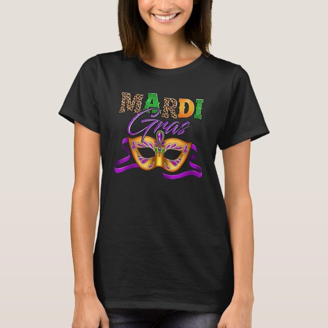 T-shirt Mardi Gras Mask Leopard Costume Shirt Carnaval Par (Devant)