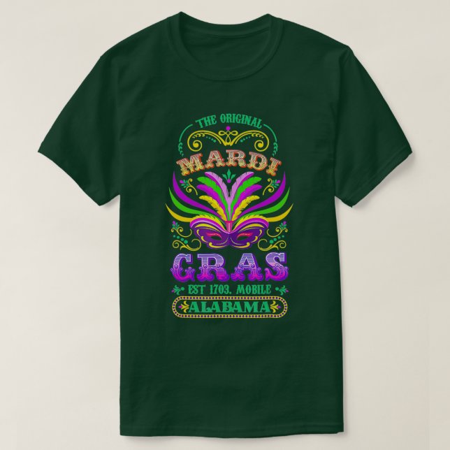 T-shirt Mardi Gras Mobile Alabama 1703 (Design devant)