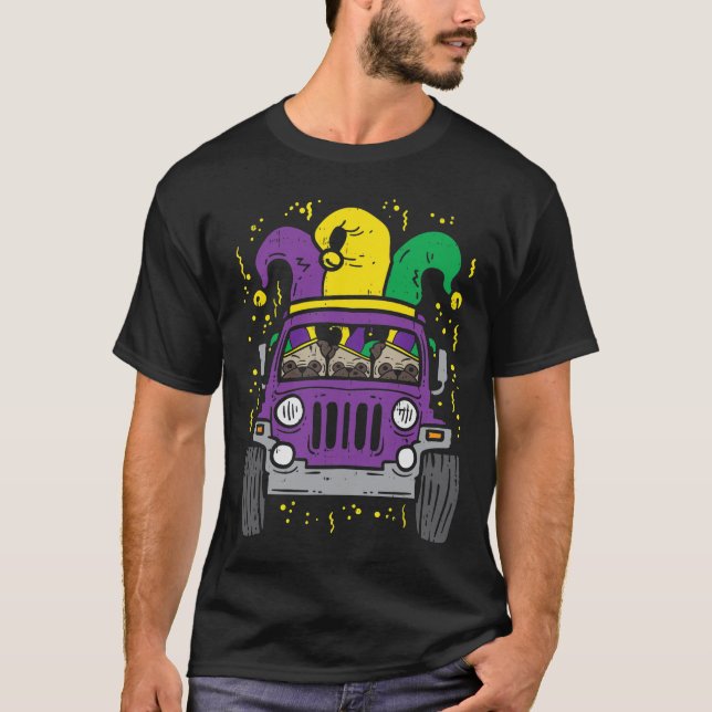 T-shirt Mardi Gras Monster Camion Jester Carlin Carnival C (Devant)