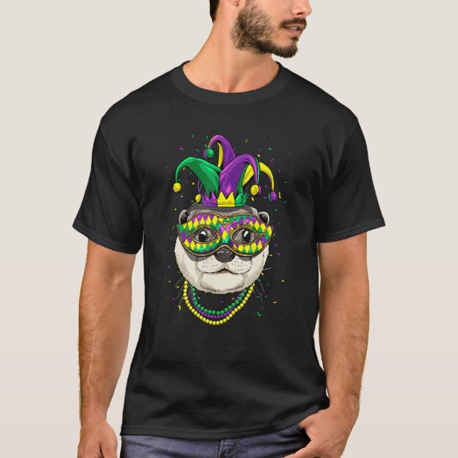 T-shirt Mardi Gras Party Carnival Jester Otter Animal Otte (Devant)