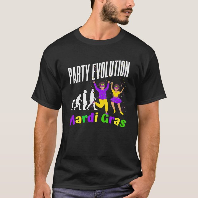 T-shirt Mardi Gras Party Evolution Of Man Funny Fat Tuesda (Devant)