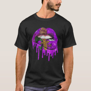 T-shirt Mardi Gras Party Femmes lèvres Queen Festival Cost