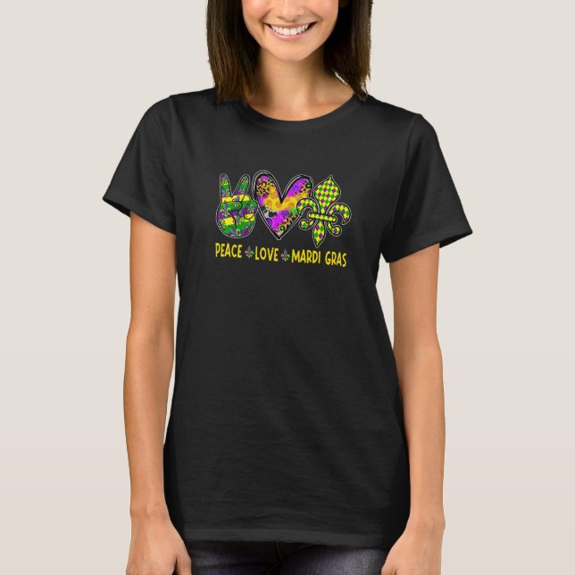 T-shirt Mardi Gras Peace Love Mardi Gras Funny Mardi Gras  (Devant)