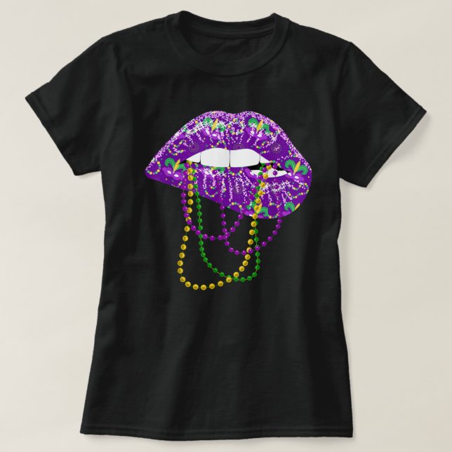 T-shirt Mardi Gras pour femmes Lèvres Costume du Carnaval  (Design devant)