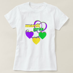 T-shirt Mardi Gras Purple Jaune Vert Coeur mignon Carnaval