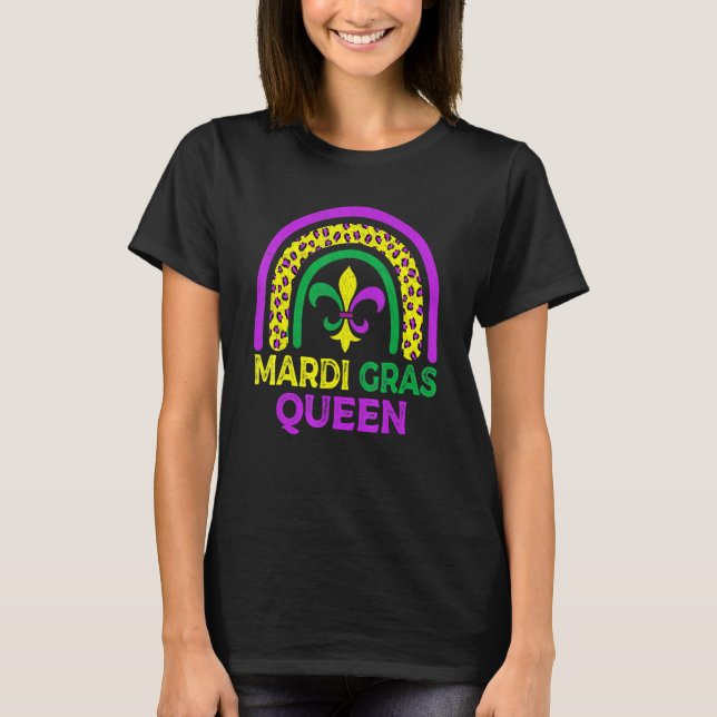T-shirt Mardi Gras Queen Leopard Rainbow Carnival Women Gi (Devant)