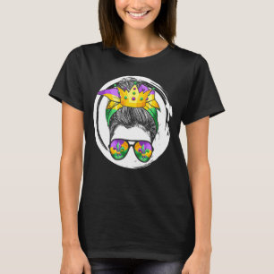 T-shirt Mardi Gras Queen, Messy Bun, Mardi Crown, Funny Ma