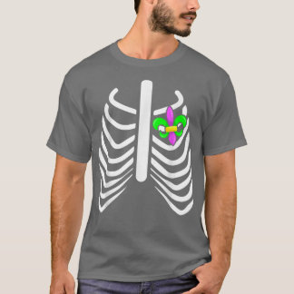 T-shirt Mardi Gras Rib Heart Skeleton Rib Carnaval Masquer